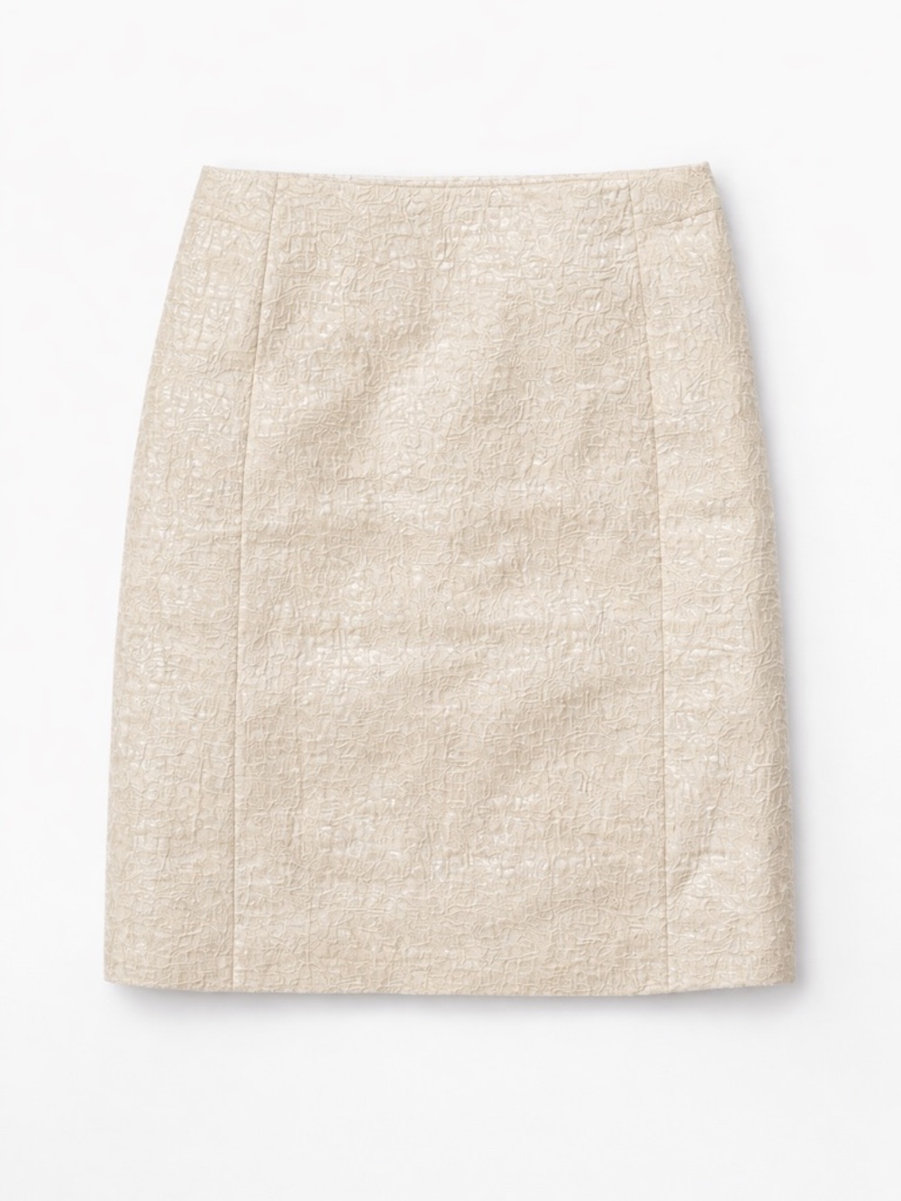 Ann Taylor Cream Jacquard Mini Skirt Size 0 Lined Textured Career Elegant NWT - Picture 1 of 10